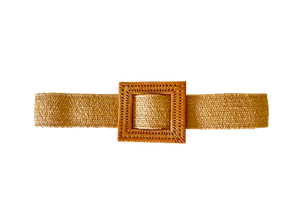 Camel Woven Waist Belt Square Buckle