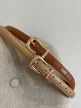 Load image into Gallery viewer, Tan- Slim Gold Metal Buckle Genuine Leather Belt