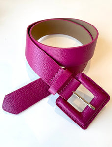 Burnt Pink Genuine Leather Belt- Square Buckle