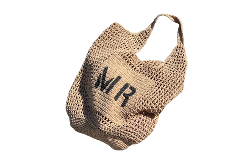 Personalised Cotton Rope Crochet Bag– Camel