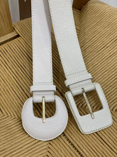 Load image into Gallery viewer, Off White Genuine Leather Belt-  Rectangular Buckle