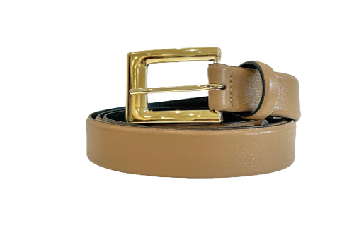 Camel - Classic Gold Metal Buckle Genuine Leather Belt