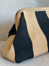 Load image into Gallery viewer, Black and Camel- Striped Crochet Bag