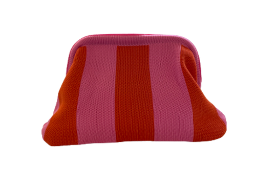 Pink and Red - Striped Crochet Bag