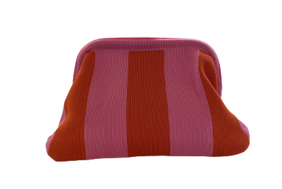 Pink and Red - Striped Crochet Bag