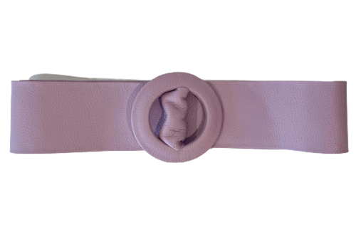 Lavender -Covered Round Buckle Genuine Leather Belt