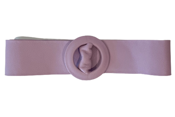 Lavender -Covered Round Buckle Genuine Leather Belt