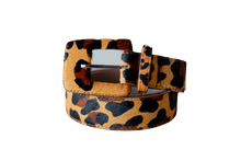 Load image into Gallery viewer, Leopard/ Animal Print - Rectangular Buckle Genuine Leather Belt