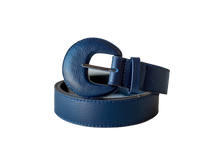 Load image into Gallery viewer, Navy Blue Genuine Leather Belt- Arch Buckle