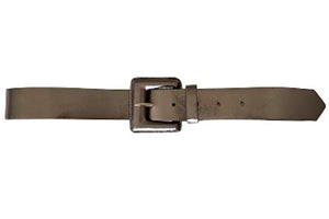 Silver Genuine Leather Belt- Square Buckle