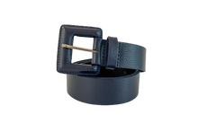 Load image into Gallery viewer, Navy Genuine Leather Belt- Square Buckle