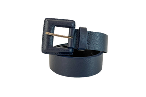 Navy Genuine Leather Belt- Square Buckle