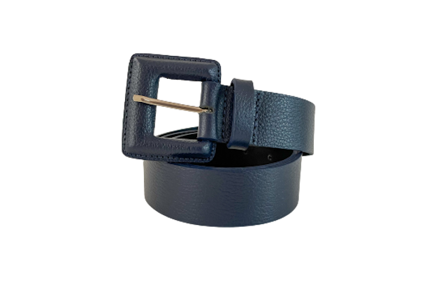 Navy Genuine Leather Belt- Square Buckle