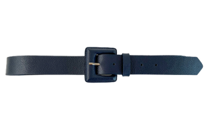 Navy Genuine Leather Belt- Square Buckle