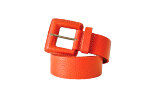 Orange Genuine Leather Belt - Square Buckle