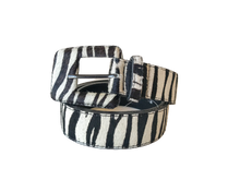 Load image into Gallery viewer, Zebra/ Animal Print - Rectangular Buckle Genuine Leather Belt