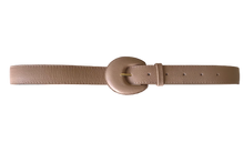 Load image into Gallery viewer, Beige Genuine Leather Belt- Arch Buckle