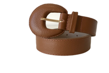 Load image into Gallery viewer, Brown Genuine Leather Belt- - Arch Buckle