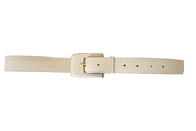 Load image into Gallery viewer, Off White Genuine Leather Belt-  Rectangular Buckle