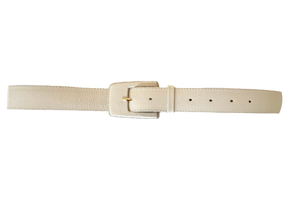 Off White Genuine Leather Belt-  Rectangular Buckle