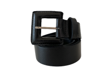 Load image into Gallery viewer, Black Genuine Leather Belt - Square Buckle