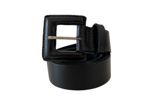 Black Genuine Leather Belt - Square Buckle