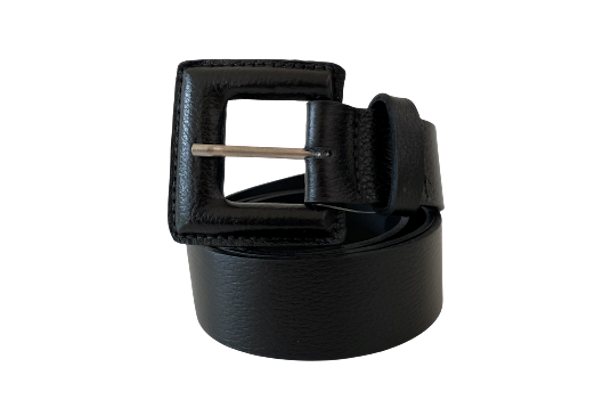 Black Genuine Leather Belt - Square Buckle