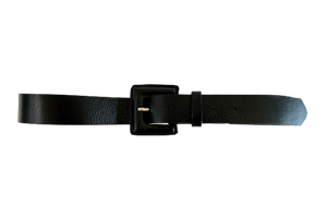 Black Genuine Leather Belt - Square Buckle