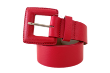 Load image into Gallery viewer, Red Genuine Leather Belt- Square Buckle