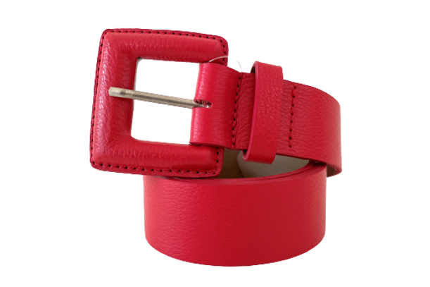 Red Genuine Leather Belt- Square Buckle