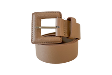 Load image into Gallery viewer, Beige Genuine Leather Belt - Square Buckle