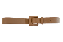 Load image into Gallery viewer, Beige Genuine Leather Belt - Square Buckle