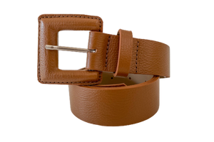 Tan Genuine Leather Belt- Square Buckle