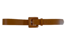 Load image into Gallery viewer, Tan Genuine Leather Belt- Square Buckle