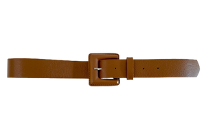 Tan Genuine Leather Belt- Square Buckle