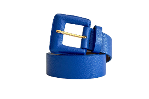 Royal Blue Genuine Leather Belt - Square Buckle