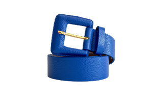 Royal Blue Genuine Leather Belt - Square Buckle