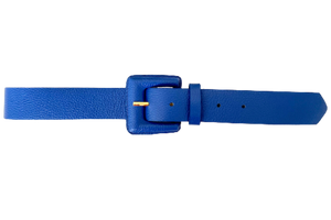 Royal Blue Genuine Leather Belt - Square Buckle