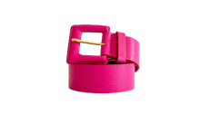 Load image into Gallery viewer, Pink Genuine Leather Belt- Square Buckle