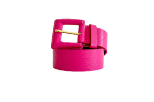 Pink Genuine Leather Belt- Square Buckle