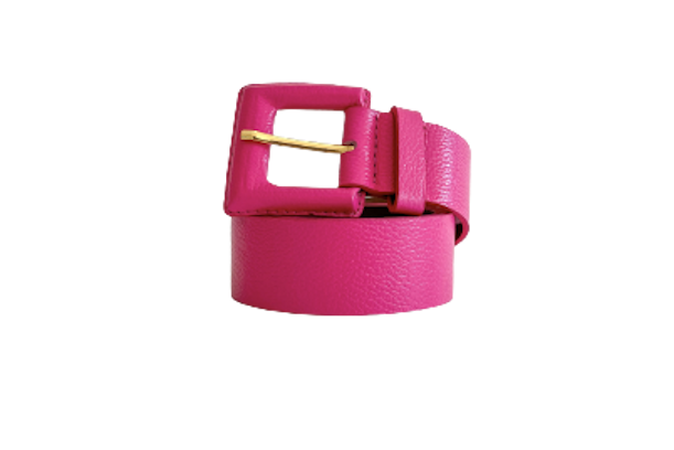 Pink Genuine Leather Belt- Square Buckle