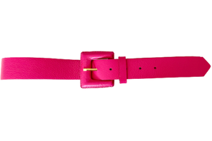 Pink Genuine Leather Belt- Square Buckle