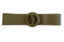 Load image into Gallery viewer, Dark Khaki Green - Covered Round Buckle Genuine Leather Belt