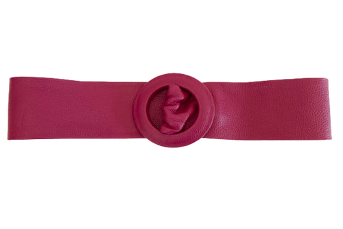 Burnt Pink- Covered Round Buckle Genuine Leather Belt