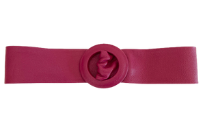 Burnt Pink- Covered Round Buckle Genuine Leather Belt