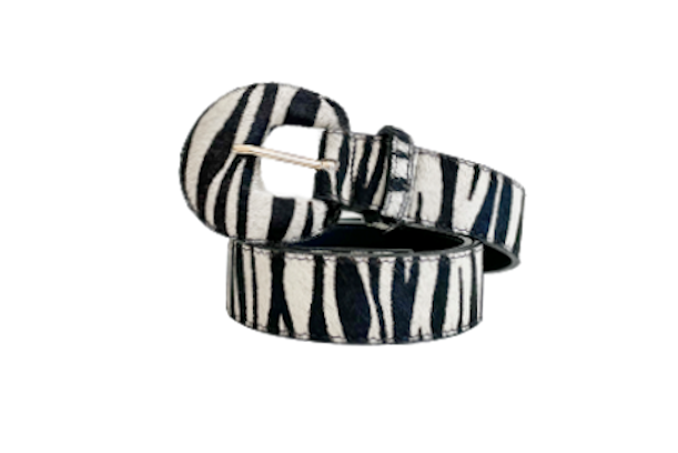 Zebra / Animal Print Genuine Leather Belt- Arch Buckle