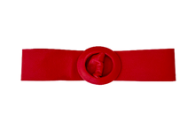 Load image into Gallery viewer, Red -Covered Round Buckle Genuine Leather Belt