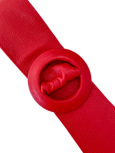 Load image into Gallery viewer, Red -Covered Round Buckle Genuine Leather Belt