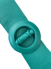 Load image into Gallery viewer, Light Sea Green- Covered Round Buckle Genuine Leather Belt