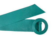 Load image into Gallery viewer, Light Sea Green- Covered Round Buckle Genuine Leather Belt